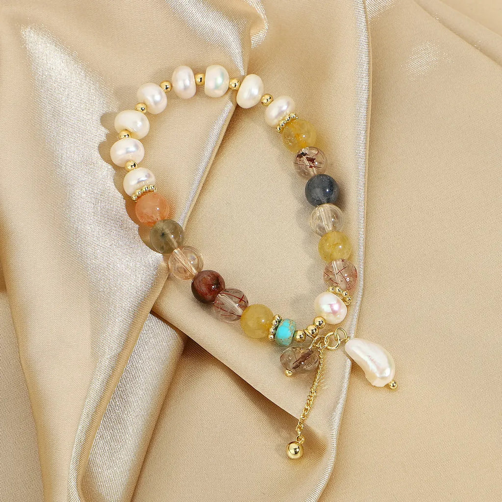 Baroque Pearl Bracelet with Natural Stone Beads