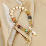 Baroque Pearl Bracelet with Natural Stone Beads