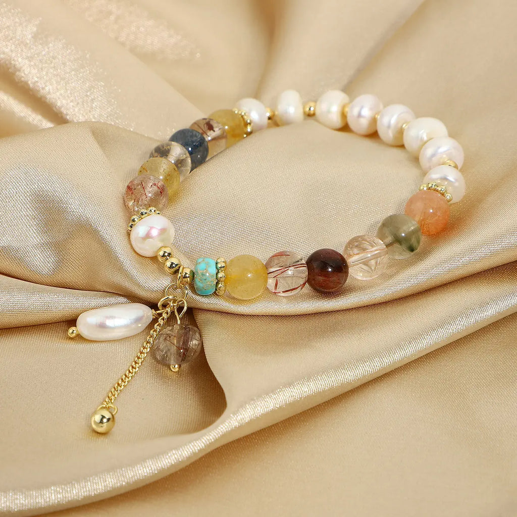 Baroque Pearl Bracelet with Natural Stone Beads