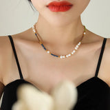 Bohemian Freshwater Pearl Stone Glass Necklace