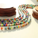 Minimalist Natural Stone Colorful Beaded Necklace Ethnic Choker Jewelry