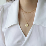 Vintage Multilayer Coin OT Buckle Clavicle Chain Necklace Pendants