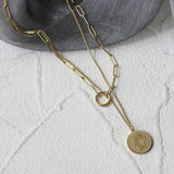 Vintage Multilayer Coin OT Buckle Clavicle Chain Necklace Pendants
