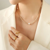 Stone Glass Bead Pearl Patchwork Beaded Necklace