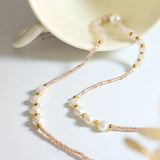Stone Glass Bead Pearl Patchwork Beaded Necklace