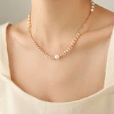 Stone Glass Bead Pearl Patchwork Beaded Necklace