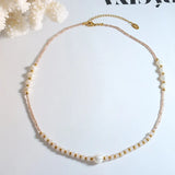Stone Glass Bead Pearl Patchwork Beaded Necklace