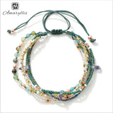 Bling Crystal Beads Braided Bracelet Multilayered Bangle Pulseras