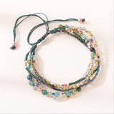 Bling Crystal Beads Braided Bracelet Multilayered Bangle Pulseras