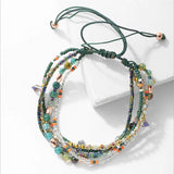 Bling Crystal Beads Braided Bracelet Multilayered Bangle Pulseras