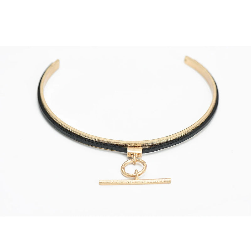 Punk Alloy Circle Bar Pendant Collar Choker