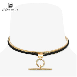 Punk Alloy Circle Bar Pendant Collar Choker