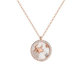 S925 Constellation Pendant Necklace, Zodiac Light Clavicle Shell Jewelry