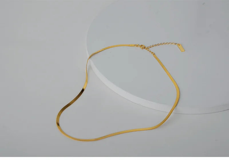 S925 Sterling Silver Choker Glossy Necklace Snake Chain For Lover
