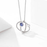 Sterling Silver Dream Planet Necklace Crystal Zircon Pendant