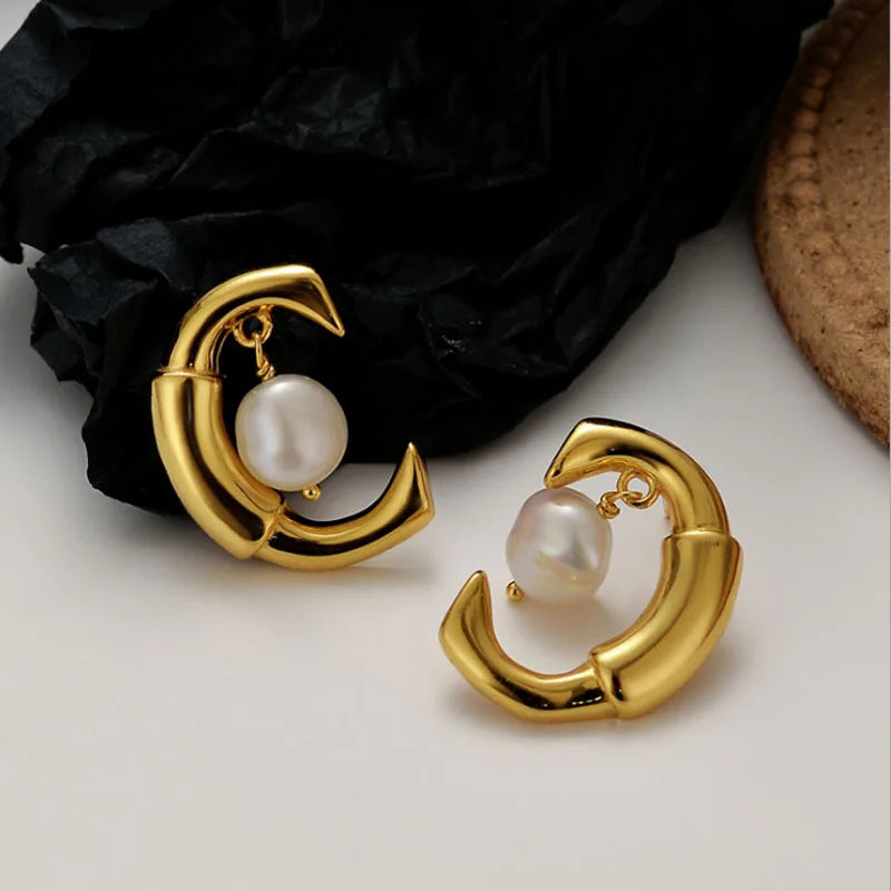 Sterling Silver Baroque Pearl Stud & Hoop Earrings Set