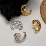 Sterling Silver Baroque Pearl Stud & Hoop Earrings Set
