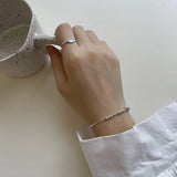 S925 Sterling Silver Stretch Bracelets Adjustable Bead Bangles