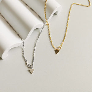 S925 Silver Frosted Triangle Clavicle Chain Necklace