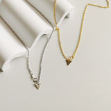 S925 Silver Frosted Triangle Clavicle Chain Necklace