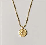 925 Sterling Silver Coin Clavicle Necklace Pendant Retro Exaggerated Ball Chain