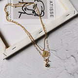 925 Sterling Silver Coin Clavicle Necklace Pendant Retro Exaggerated Ball Chain