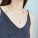 925 Sterling Silver Coin Clavicle Necklace Pendant Retro Exaggerated Ball Chain