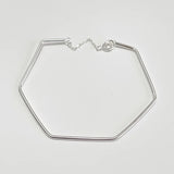S925 Sterling Silver Hexagon Wire Ring Bracelet Bangles Female Jewelry