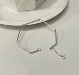 S925 Sterling Silver Hexagon Wire Ring Bracelet Bangles Female Jewelry