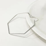 S925 Sterling Silver Hexagon Wire Ring Bracelet Bangles Female Jewelry