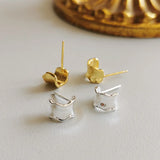 S925 Sterling Silver Irregular Curve Lace Niche Stud Earrings