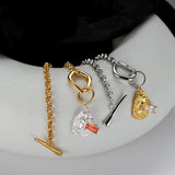 S925 Silver OT Buckle Crystal Stone Texture Bracelet Chain