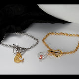 S925 Silver OT Buckle Crystal Stone Texture Bracelet Chain