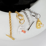 S925 Silver OT Buckle Crystal Stone Texture Bracelet Chain