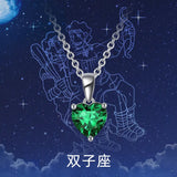 S925 Silver 12 Constellation Birthstone Heart Zircon Necklace