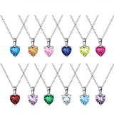 S925 Silver 12 Constellation Birthstone Heart Zircon Necklace