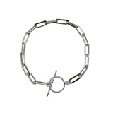 925 Silver Light Cross Glossy OT Buckle Bracelet Chain Bangle