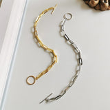 925 Silver Light Cross Glossy OT Buckle Bracelet Chain Bangle