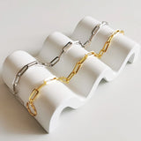 925 Silver Light Cross Glossy OT Buckle Bracelet Chain Bangle