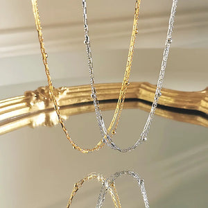 S925 Sterling Silver Double Layer Necklace Wild Clavicle Chain Jewelry
