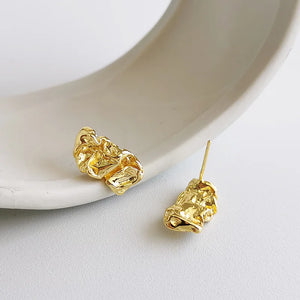 S925 Sterling Silver Fold Stud Earrings - Elegant Jewelry