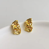 S925 Sterling Silver Fold Stud Earrings - Elegant Jewelry