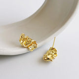 S925 Sterling Silver Fold Stud Earrings - Elegant Jewelry