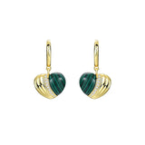 925 Silver Malachite Love Necklace Pendant Zircon Heart Ring Jewelry