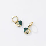 925 Silver Malachite Love Necklace Pendant Zircon Heart Ring Jewelry