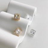S925 Silver Zircon Stud Earrings French Style Jewelry
