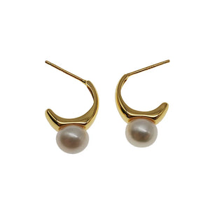 S925 Sterling Silver Retro Pearl Earrings French Stud Earrings