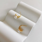 S925 Sterling Silver Retro Pearl Earrings French Stud Earrings