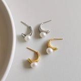 S925 Sterling Silver Retro Pearl Earrings French Stud Earrings