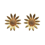 S925 Silver Sunflower Stud Earrings Retro Flower Jewelry